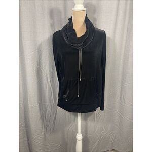 Lauren Ralph‎ Lauren Velvet Cowl Neck Pullover Womens S Black Pocket Outdoor Lux